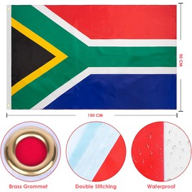 South African Flag 90 * 150 cm(3 * 5FT),South Africa Flag,Polyester Thickness, Fade Resistant, Brass Grommets, Canvas Header, Indoor/Outdoor, Vibrant Colors,Not Fear of Rain and Snow