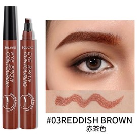 Eyebrow 4d Liquid Eyebrow Pencil No Fall Micro Fork Tip Liquid Long Lasting Natural Eye Makeup Waterproof Cosmetic Makeup Pen 4 Tip Eyebrow,4 Tipped Precise Brow Pen, Tiny My 4 Tip Brow(03# Redish