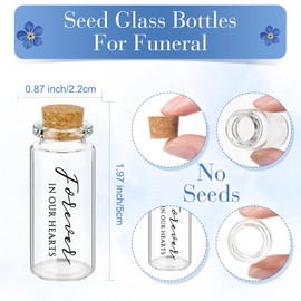 Tanlade 100 Sets Funeral Favors Memorial Seed Big Glass Bottles with Cork Stopper Funeral Prayer Card Celebration of Life Card Bag for Loss of Loved Memorial Service, 0.87x1.97in, No Seed (Not Forget)