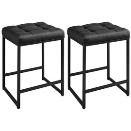 Yaheetech Bar Stools Set of 2, 24 Inch Counter Height Bar Stools Set, Backless Kitchen Island Stools, Faux Leather Stools for Kitchen Counter, Black