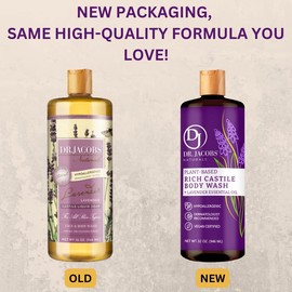 DR.JACOBS NATURALS All-Natural Castile Lavender Body Wash with Plant-Based Ingredients - Gentle and Effective - Sulfate-Free, Paraben-Free, and Cruelty-Free Formula for Nourished Skin (32 oz, 3 Pack)