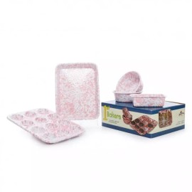 Crow Canyon Child Enamelware Pink Marble Mini Baking Set, 5 Piece