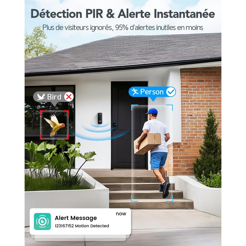 XTU 2K WLAN Doorbell with Camera, 180° Field of View,