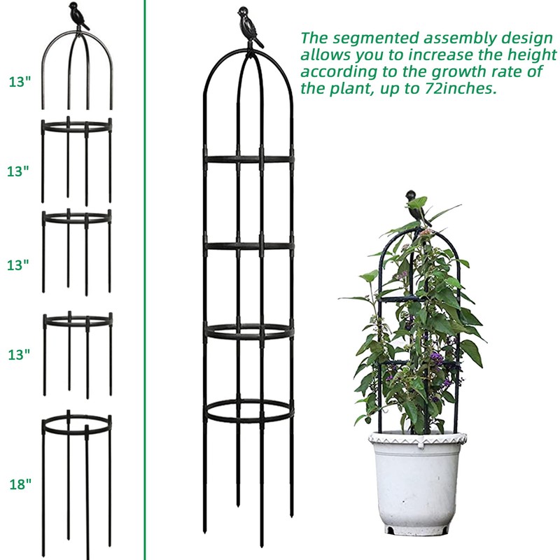 6ft Garden Obelisk Trellis for Climbing Plants-Rustproof Metal Pipe with