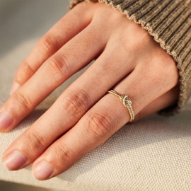 STORYJEWELLERY 925 Sterling Silver Rings for Women, Two Tone Knot Rings for Women, Dainty Gold and Silver Mixed Metal Ring, Mixed Metal Jewelry, Unique Gifts for Mom Daughter Sister or Friend, Size 11