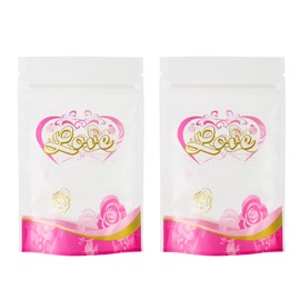 QQ Studio® 100 Pcs Clear Valentine’s Love Pink Goodies Candy Favor Gift Reusable Resealable Stand Up Bags (4 inch x 6 inch)