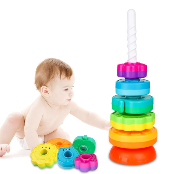 LBAIBB Spin Stack Toys,Baby Spinning Toys ABS Plastic and Color