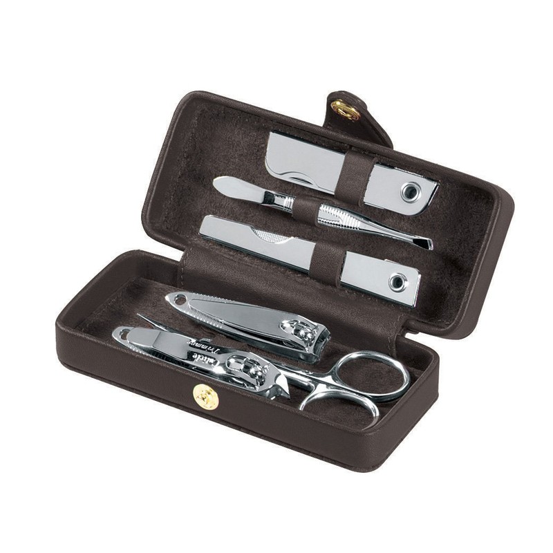 Royce Leather Suede Lined Travel Manicure Set, Tan, One Size