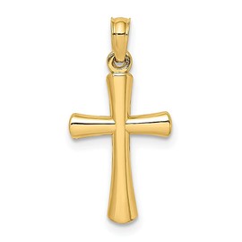 10K Solid Yellow Gold Holy Cross Round Necklace Religious Chain Pendant Jesus Christ Charm 22mm x 10mm Only