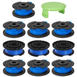 29252 29092 Spool Compatible with Greenworks 21332 21342 24V 40V 80V Weed Eater String Trimmer and 3411546A-6 Cover Cap, Replacement Spool Refills Single Line 16ft 0.065'' (10 Spools, 1 Cap)