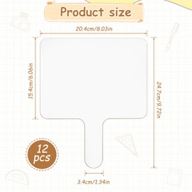 JJUNW 12 PCS 8 x 10.1 Inch Dry Erase Paddle, Handheld Wooden White Board Double Sided Dry Erase Signs Auction Paddles for Students Classroom Office Meeting Voting Answers Shower Games Party