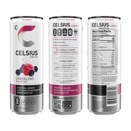 CELSIUS Essential Energy Drink 12 Fl Oz, Sparkling Wild Berry (Pack of 24)