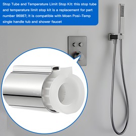 ZXFENG Stop Tube and Temperature Limit Stop Kit Replacement,Compatible with Moen 1 Handle Tub/Shower Faucet Valve Cartridge, Small, Chrome Shower Pull Accessory Stop Hose and Thermostat