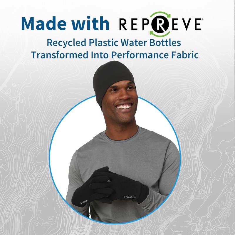 TrailHeads Men’s Running Gloves - Black Touchscreen Gloves - Lightweight