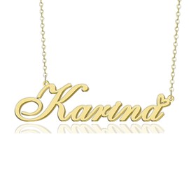 GR859C Karina Name Necklace Gold Plated Stainless Steel Pendant Necklace for Women Customized Nameplte Jewelry Gift for Christmas