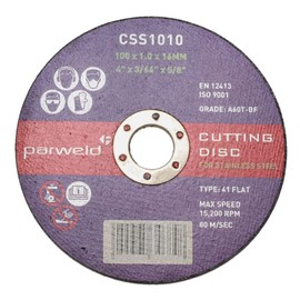 (Pack of 20) Parweld (4") 100mm x 1mm Thin Stainless Steel Cutting Discs - Metal Slitting Discs 16mm bore