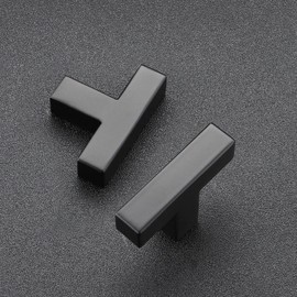Ravinte 10 Pack Black Cabinet Pulls Single Hole Square Kitchen Cabinet Handles Matte Black Kitchen Hardware for Drawer Pulls Drawer Handles Come with Screwdriver