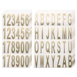 QUARKZMAN 10 Sheets Mailbox Numbers and Letters Reflective Vinyl Waterproof Number and Letter Stickers for Indoor and Outdoor Use Gold on White