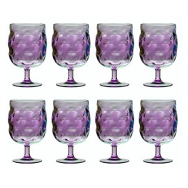 QG Set of 8 Colorful Stackable 12 oz Acrylic Plastic Drinking Glass Tumbler Set Purple