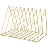 Jinlaili Newspaper Rack Metal Magazine Stand Gold, 9 Slots Triangle