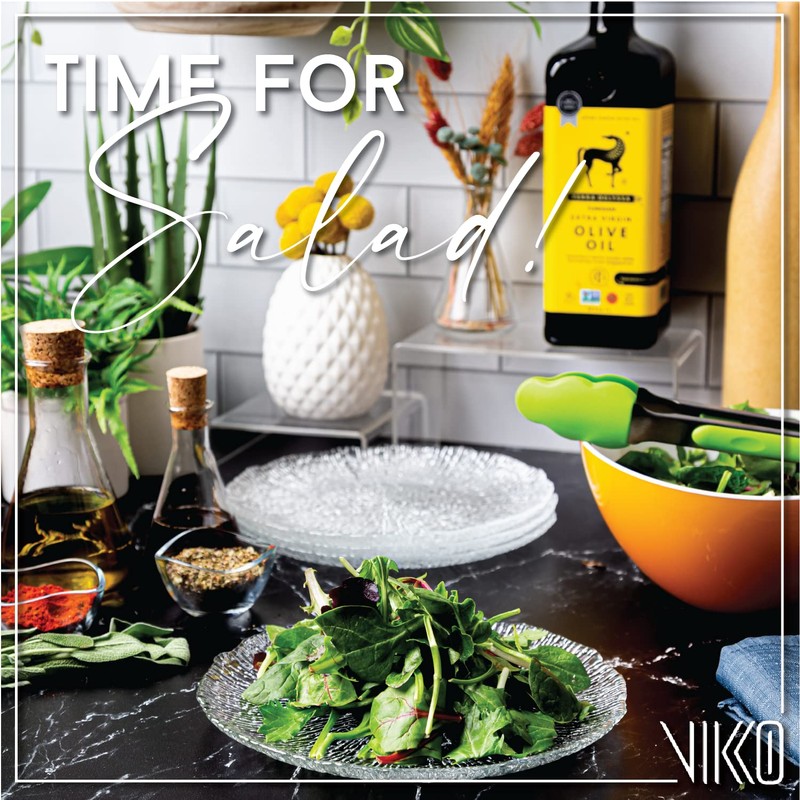Vikko Salad Plate, Set of 4 Glass Plates, 8.5 Inch