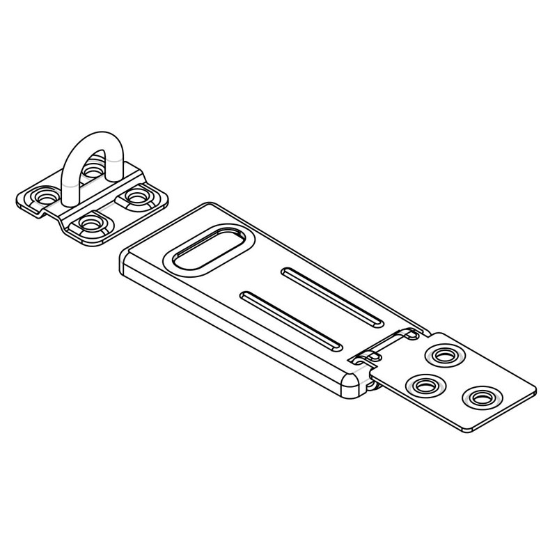 QCAA Security Concealed Hasp & Staple, Steel, 3-1/2", Black Coated,