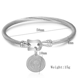 St Benedict Exorcism Pendant Necklace Bracelet Set of 2, Stainless Steel Catholic Roman Cross Demon Protection Ghost Hunter with Chain 20 inches(Necklace+Bracelet)