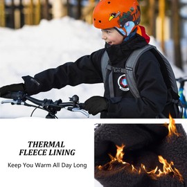 Fjquamitix Kids Thermal Winter Cycling Gloves Boys Girls Sports Bike Football Gloves with Palm Grip for Running Riding Hiking Aged 5-9 (S)