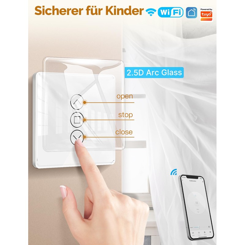MOES 2.5D Roller Shutter Switch, Smart WiFi with Percentage Adjustment,