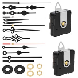 Tanstic 2 Sets Clock Movement Mechanism, Silent Quartz DIY Wall Clock Mechanism 13mm/0.5” Shaft with 5 Different Clock Hands Repair Parts Replacement