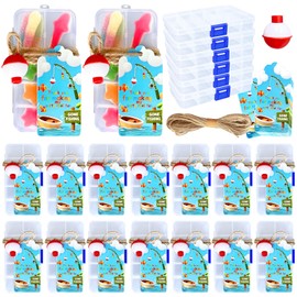 24 Sets Fishing Party Favor, Mini Tackle Boxes for Party Favor for Fishing Birthday Party Decorations with 24 Mini Candy Tackle Box, Fishing Bobber and Thank You Cards Fishing Themed Party