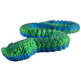 JASSBOOY 20-inch 3D Printed Flexible Serpentine Creature, Glow-in-The-Dark Effect, Articulated Snake Model with Movable Jaw, Toothless Design, Collector's Grade Decoration.