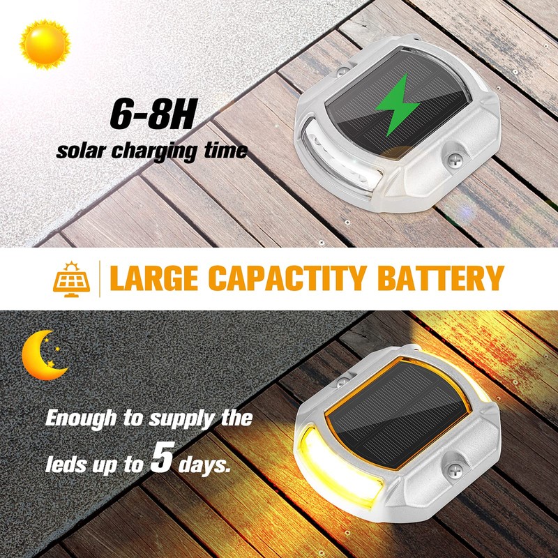 VOLISUN Solar Driveway Lights Dock Deck Lights 4-Pack,2 Colors in