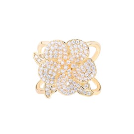 Kokoma Crystal Camellia Flower Scarf Ring for Lady CZ Floral Scarf Buckle Silk Scarf Clip Scarves Buckle Shawl Brooch Statement Ring Elegant Decoration Accessories Jewelry (White)