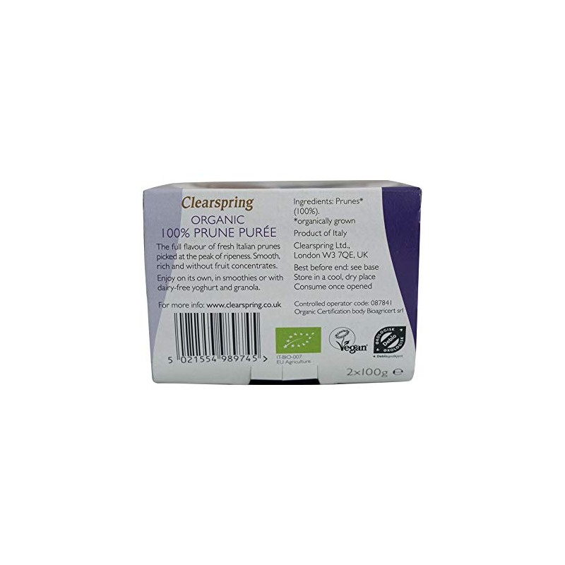 Clearspring Organic 100 Percent Prune Purée, 100 g, Pack of
