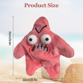 Angry Starfish Toy, Moving Angry Starfish Plush Doll, Dancing Angry Starfish Prank Toy, Angry Star Toy, Starfish Plush Hanging Toy for Backpack Pendant, Kicking Starfish Plush Pendant (Red)