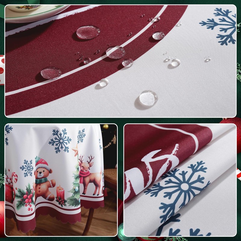 Embhlitfe Christmas Table Cloth Circular Tablecloth Rectangular Party Coffee Table