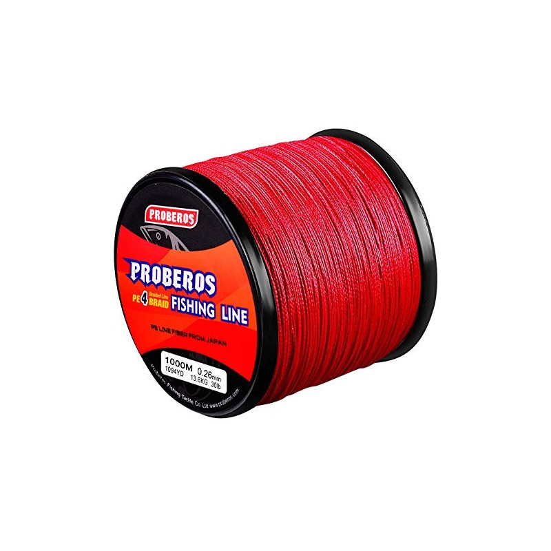PE Braided Fishing Line (Red, 6LB/300M 4 Strands)