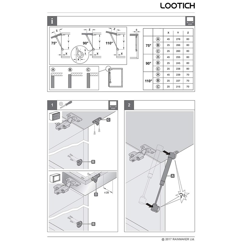 LOOTICH 80N Full Steel Flap Fitting Flap Holder Gas Spring