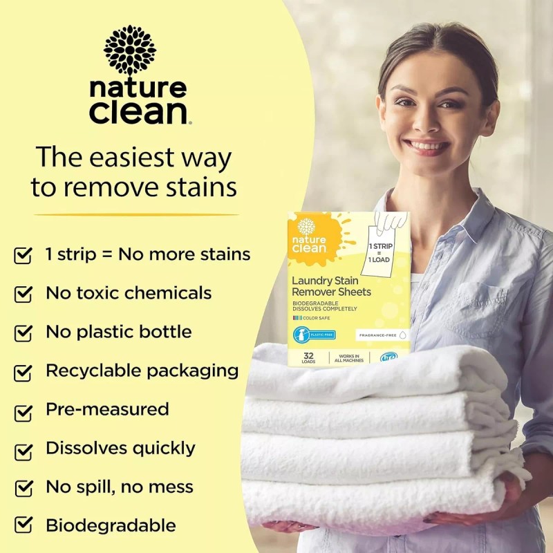 nature clean Hojas Quitamanchas Para Ropa Biodegradable 36 Piezas