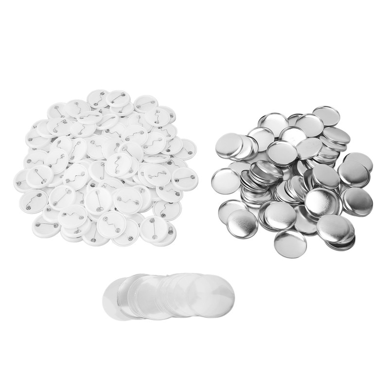 100 Sets Pin Back Button Parts Round Shape Metal Back