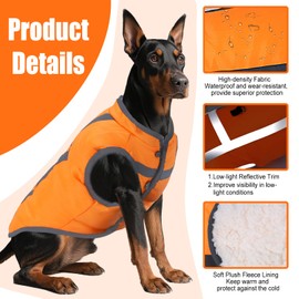 Reflective Dog Hunting Vest with Fleece Lining for Small Dogs,Hi-Visibility & Fluorescent Blaze Orange Dog Jacket,Winter Warm Coats with D-Ring,Ensures Safety and Warmth Efficiently,S