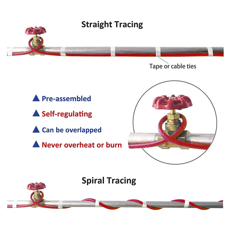 Pipe Heating Cable Heat Tape Heater 15mm Width 730mm Length