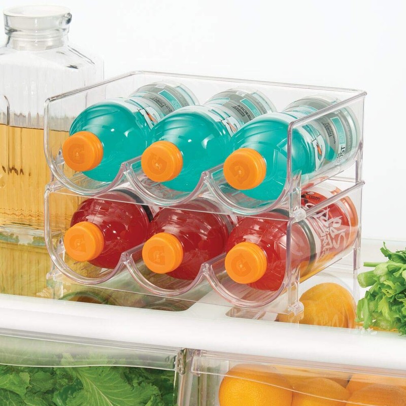 mDesign Plastic Stackable Water Bottle Holder Bin, Storage Organizer for
