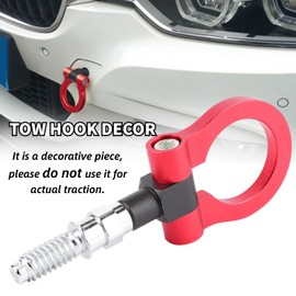 Universal Car Tow Hook Decoration Towing Ring Decor Kit, Auto Trailer Aluminum Alloy Front Tow Hook Towing Ring Eye Towing Tow Hook Decor Kit for E Series(Red)
