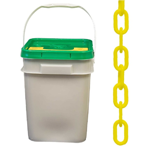 Mr. Chain Plastic Barrier Chain Pail, Yellow, 3-Inch Link Diameter,