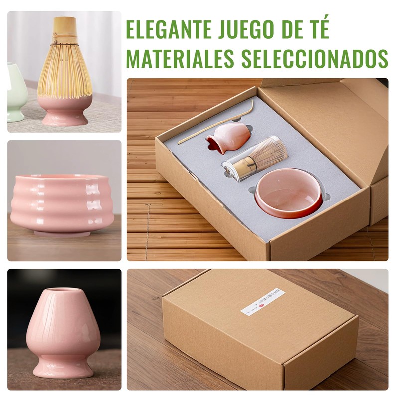 CHEHILL Juego de 5 Batidor de Matcha y Tazón, Kit