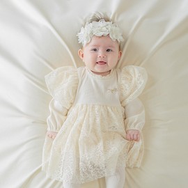 Lace Flowers Headband for Baby Girl Christening Baptism Floral Headpiece Big Flower Headbands for Newborns Infants Toddlers Hair Accessories Photography Birthday Party (Rhinestone Flower, One size)