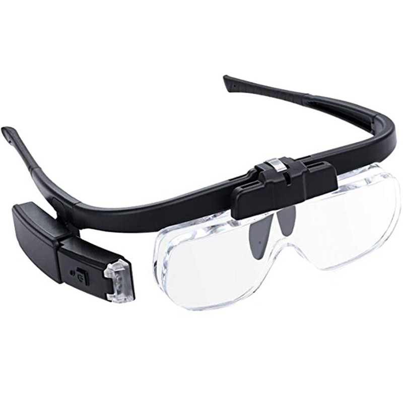 Head Magnifier Glasses USB Rechargeable Eyeglasses Magnifier with 2 LED