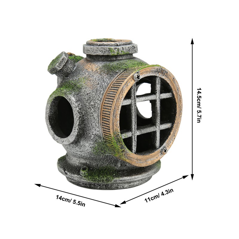 Aquarium Helmet Ornament Simulation Toxic Free Hideout House Resin Fish